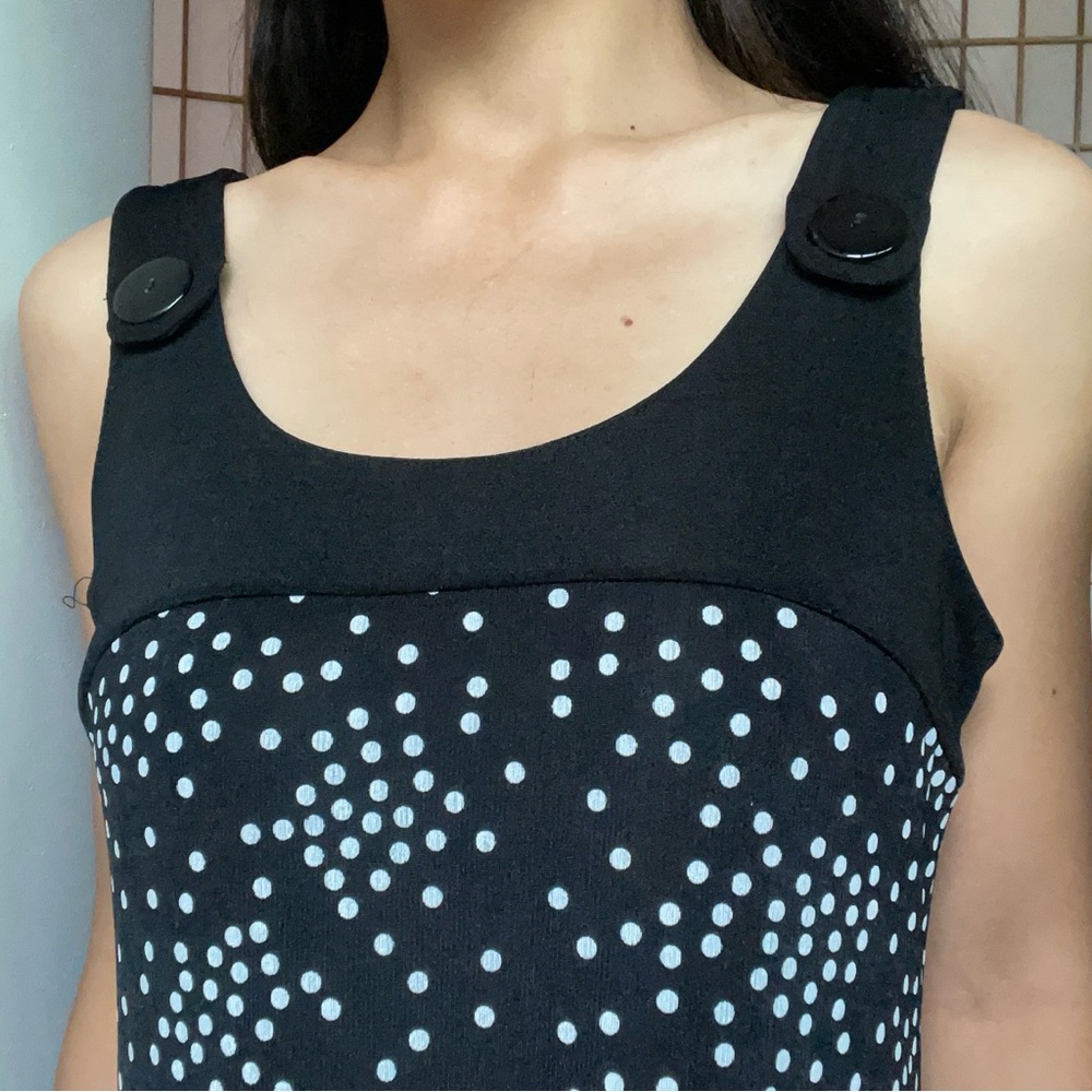 Jessica Polka Dot Black & White 60s Style Mod Midi Dress - Picture 4 of 13